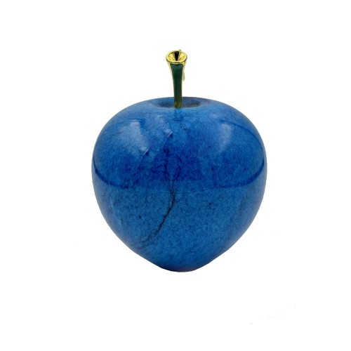 Stunning Blue Marble Apple Vintage With Brass Stem, Vintage, Crystal Apples, Gift Idea, Office Home , Paperweight, Décor, Gemstones, Gems