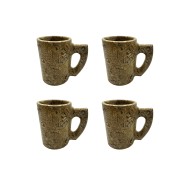 Handmade Coral Marble Cups 4 pcs set Nartual polisehd Stone Natural Fossil Stone Marble  AU Seller