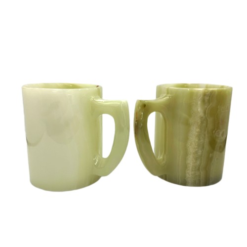 Handmade Vintage White Marble Natural Stone 2 piece set polished mug 10cm Tall AU Seller