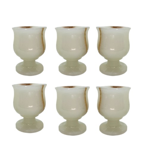 Natural Handmade  Marble 6 piece set cups Goblets Vintage Marble Drinks Cordials Glasses Stone Cups AU Sellers