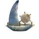 Natural Hand Made Onyx Ship Shape with Clock Marble Stone Hand Crafted Ship Sculpture 8" Inch best Gift Yellow Blue