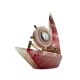 Natural Hand Made Onyx Ship Shape with Clock Marble Stone Hand Crafted Ship Sculpture 8" Inch best Gift  Pink / Red