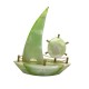 Natural Hand Made Onyx Ship Shape with Clock Marble Stone Hand Crafted Ship Sculpture 8" Inch best Gift Sea Green Colour