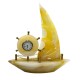 Natural Hand Made Onyx Ship Shape with Clock Marble Stone Hand Crafted Ship Sculpture 8" Inch best Gift  Yellow Colour