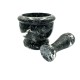 Handmade Vintage Natural Black Stone Marble Mortar & Pestle 8 CM