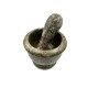 Handmade Vintage Natural Grey Textured Stone Marble Mortar & Pestle 8 CM