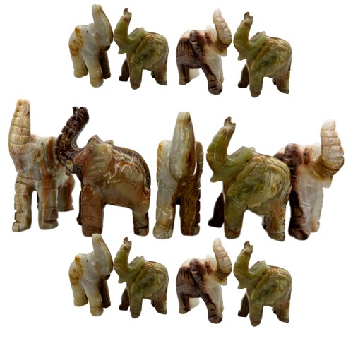 Handmade Green Onyx Elephant 4 Inch Decoration piece for Home & Office