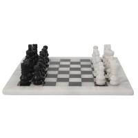  Handmade Marble Chess Board 12” Set Black and White Classic Strategy Game Set Gift for All Occasions