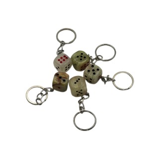 Quality Product Vintage Handmade Dice Shape Keychain Plain and Banded Dice Keychain Plain and Banded